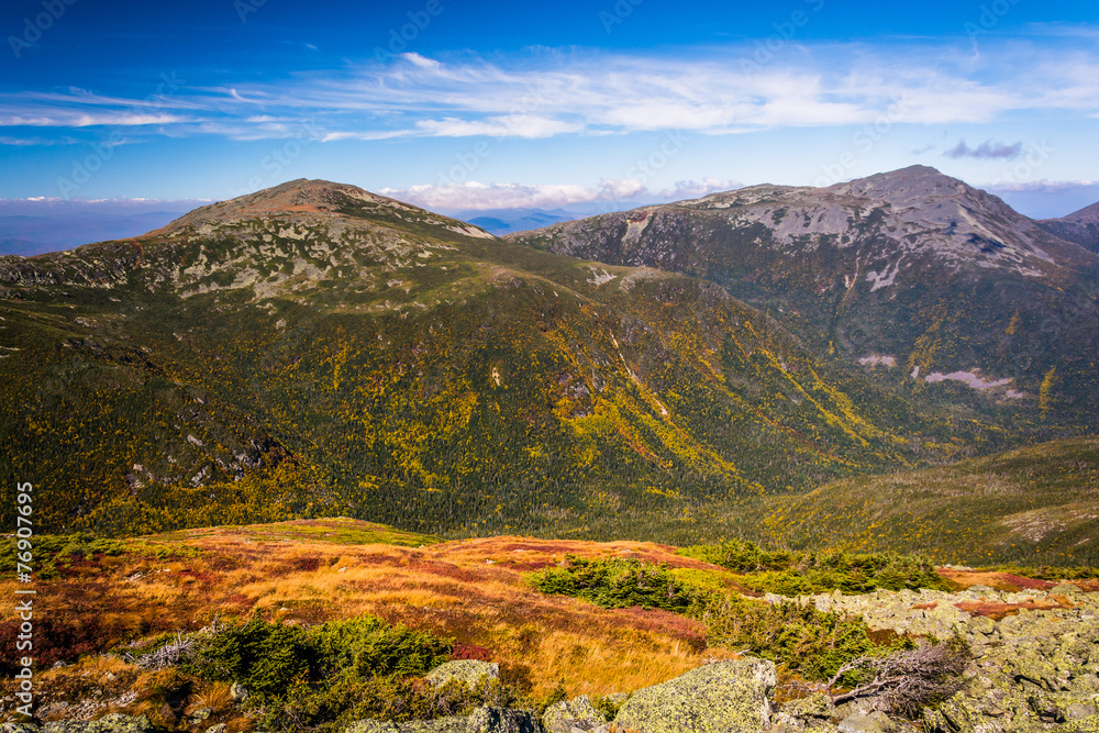 View of distant mountains from the summit of Mount Washington, N