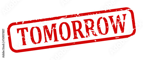 Damage oval red stamp with the word "tomorrow" - vector