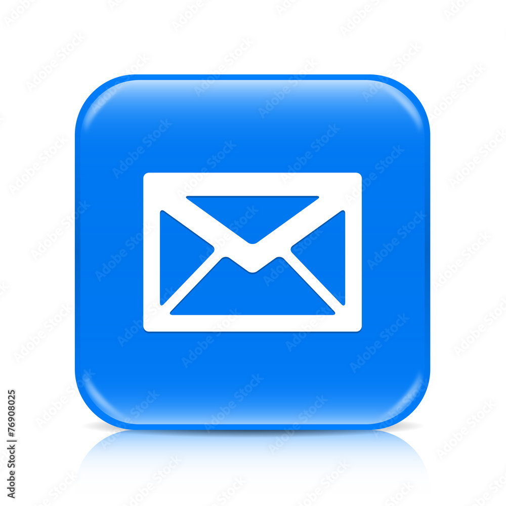 Blue envelope button icon with reflection Blue envelope button icon with reflection