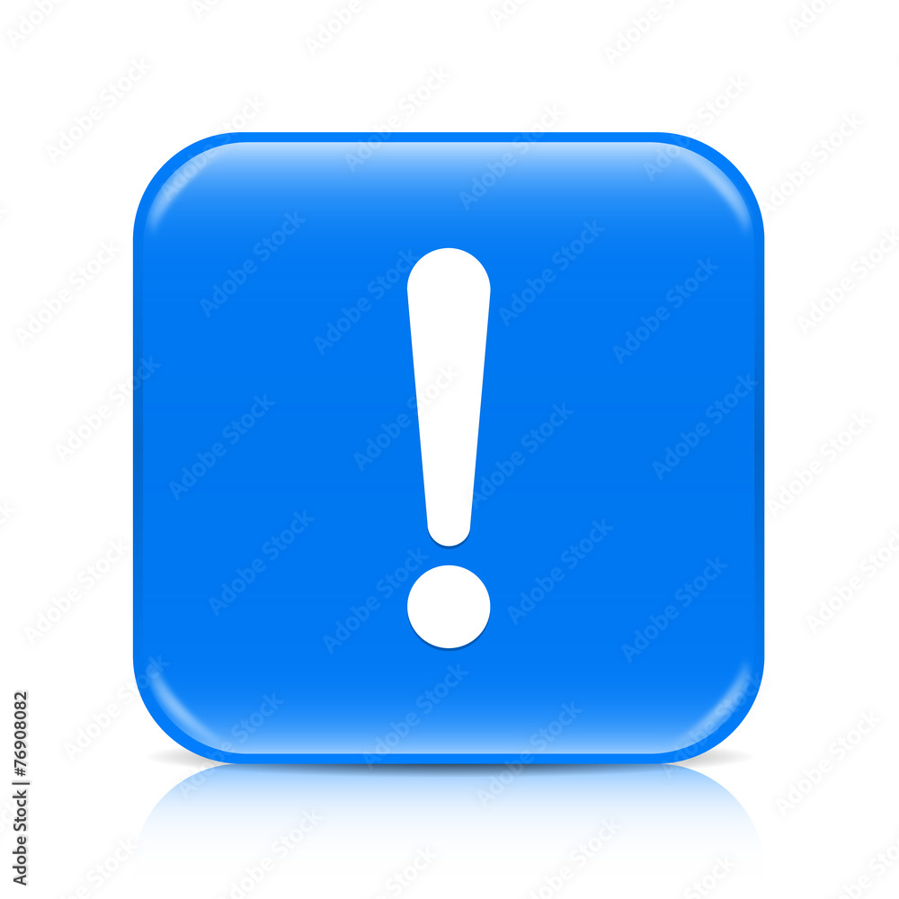 Blue exclamation sign button icon with reflection Blue exclamation sign button icon with reflection