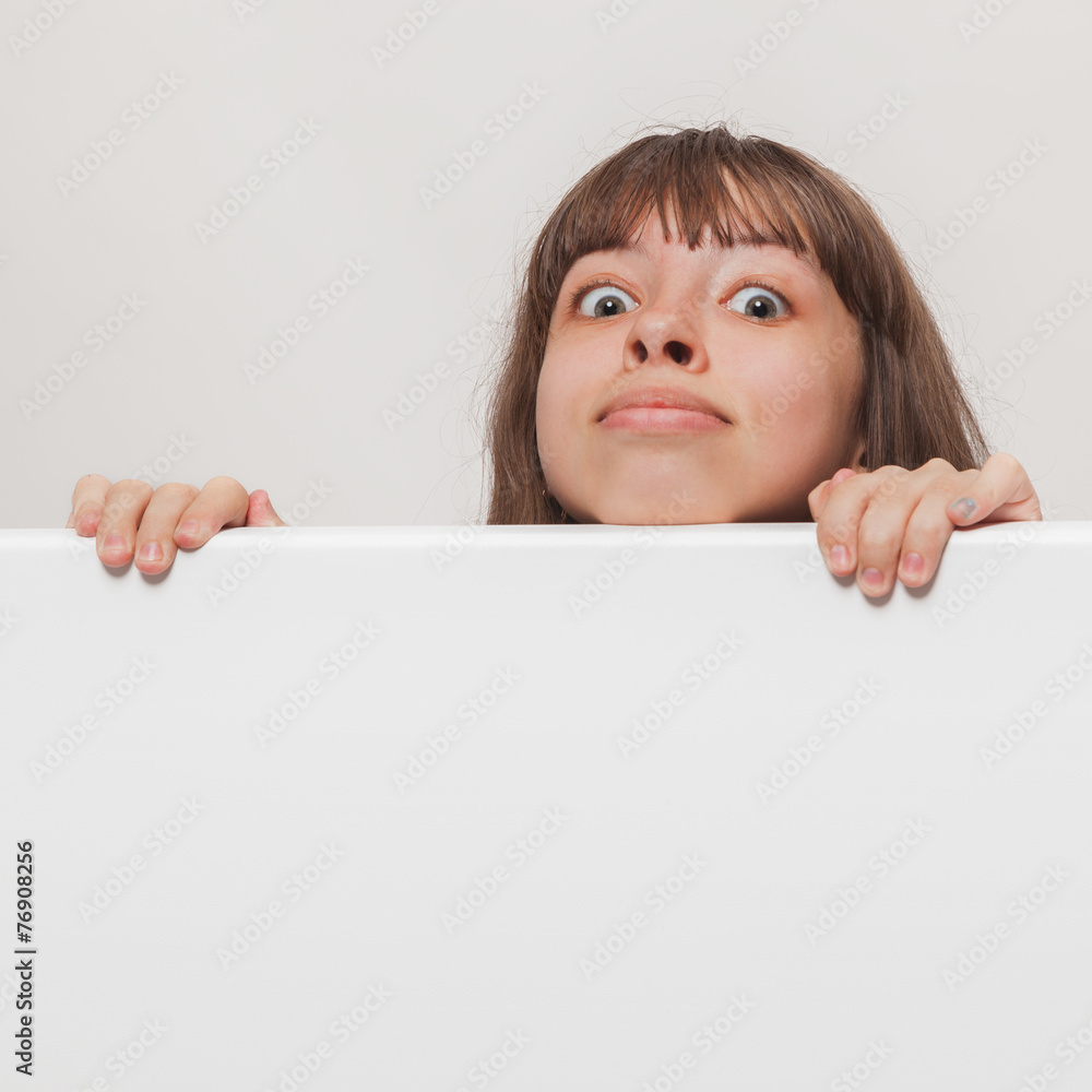 Girl holding a billboard Girl holding a billboard
