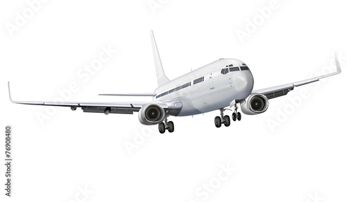 Passagierflugzeug, Flugzeug freigestellt weiß photo