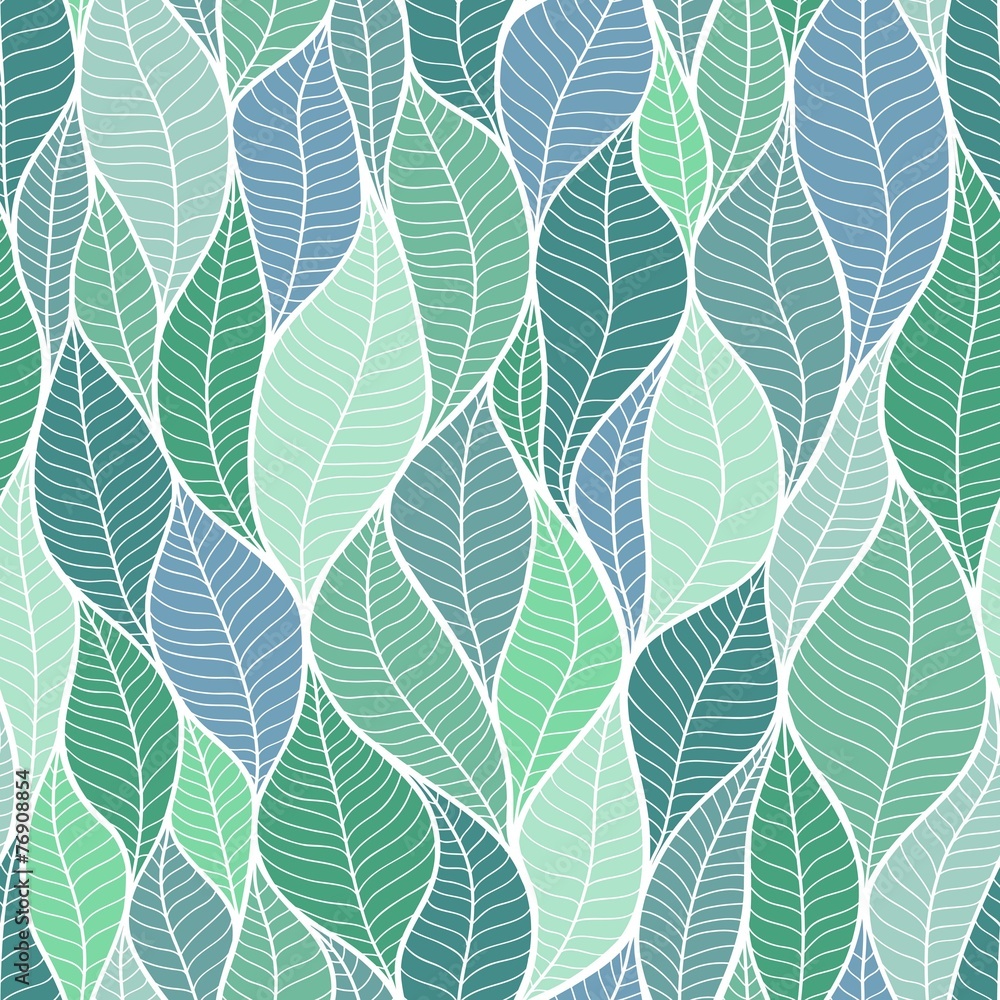 Vector background. The texture of the leaves. Seamless pattern. - obrazy, fototapety, plakaty 