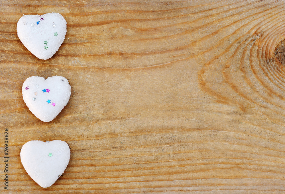 Valentines Day - hearts on wooden background Valentines Day - hearts on wooden background