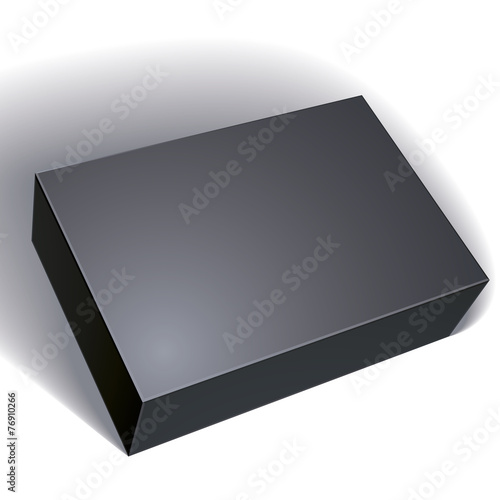 Package black box design isolated on white background, template