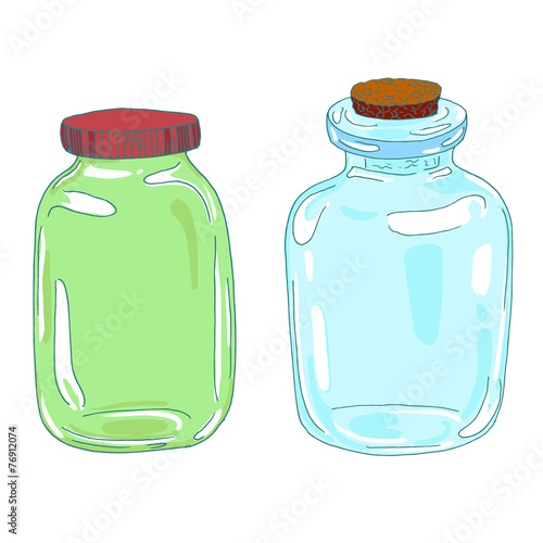 Vector sketched jar, bottle