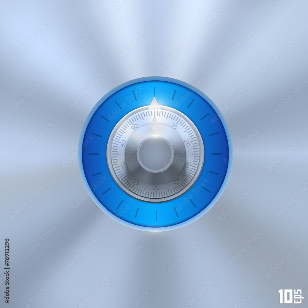 Combination lock on a blue background Combination lock on a blue background