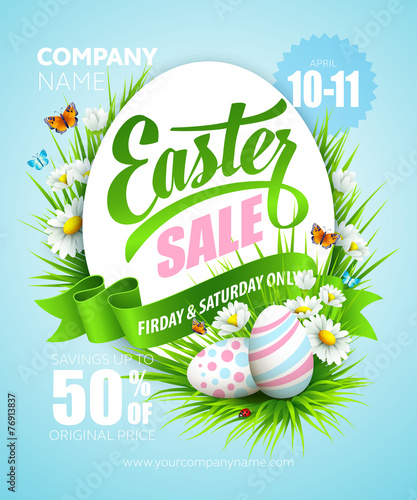 Canvas Print Easter poster. Vector illustration