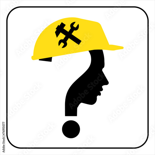 modern worker man sign with question mark, vector