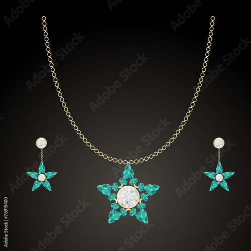 Jewelery with emeralds and diamonds