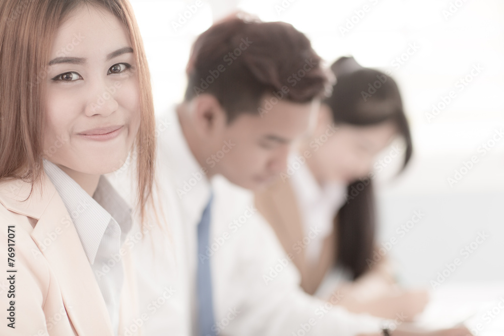 Business people discussing the charts and graphs showing the res Business people discussing the charts and graphs showing the res