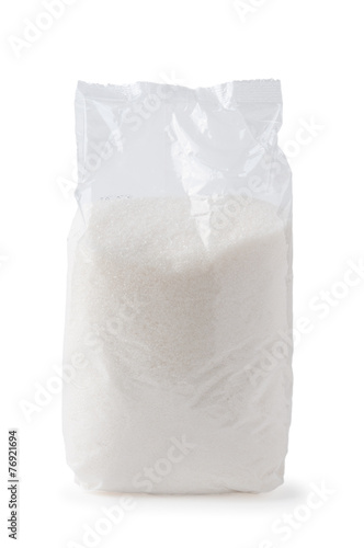 Blank transparent sugar pack or bag isolated on white background
