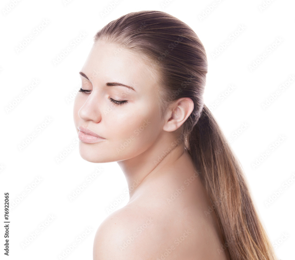 Portrait of beautiful young blond woman with clean face. Portrait of beautiful young blond woman with clean face.