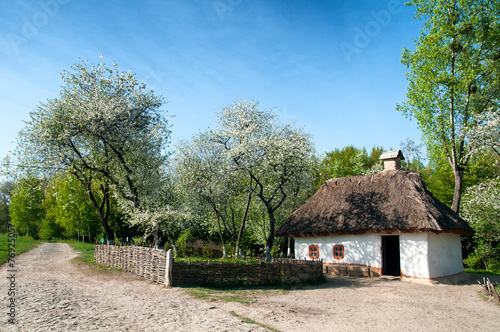 Ukrainian village in the spring in Pirogovo near Kiev