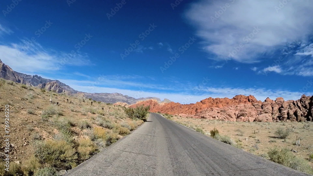POV vehicle driving Red Rock Canyon State Park Keystone Thurst Nevada USA POV vehicle driving Red Rock Canyon State Park Keystone Thurst Nevada USA