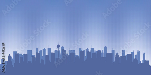 Original contour of the big city on a blue background.
