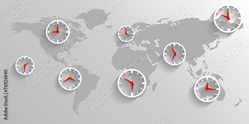 Time zone on the map of the world, business concept background