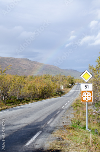Rainbow on scenic road 51 fall