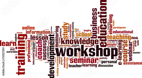 Workshop word cloud concept. Vector illustration