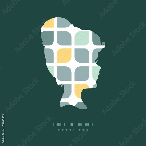 Vector abstract gray yellow rounded squares girl portrait