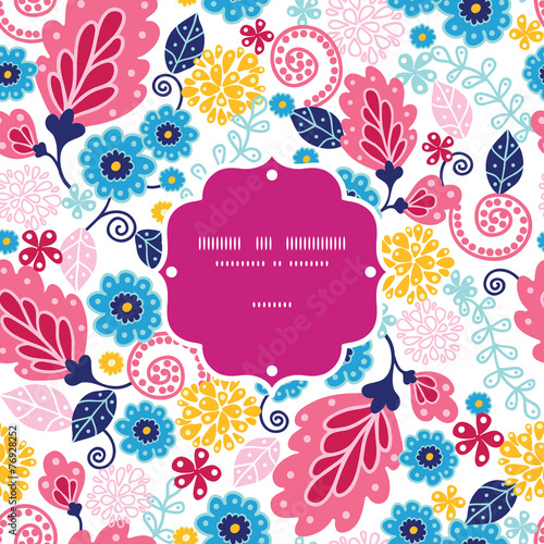 Fototapeta Naklejka Na Ścianę i Meble -  Vector fairytale flowers frame seamless pattern background