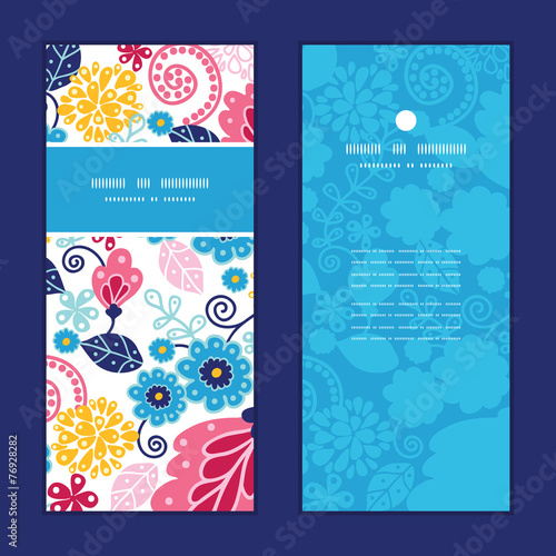 Vector fairytale flowers vertical frame pattern invitation