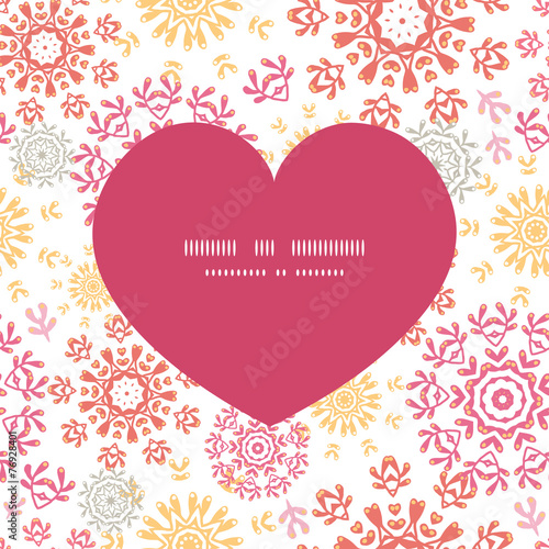 Vector folk floral circles abstract heart silhouette pattern