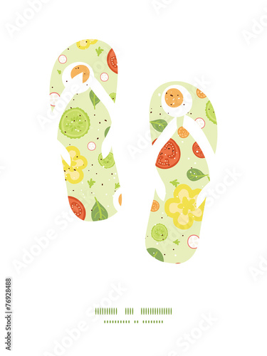 Vector fresh salad flip flops silhouettes pattern frame