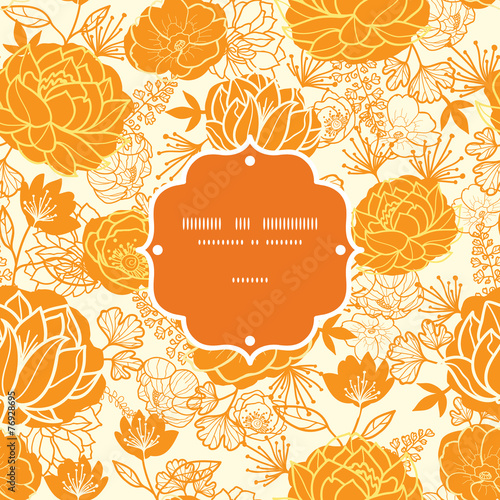 Vector golden art flowers frame seamless pattern background