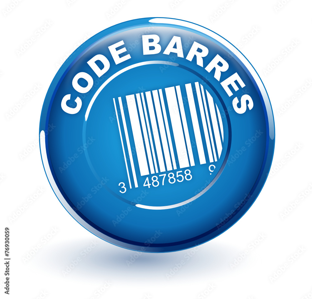 code barres sur bouton bleu code barres sur bouton bleu