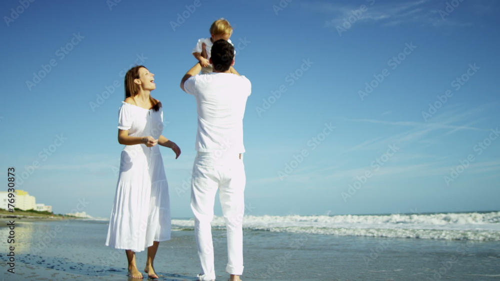 Devoted Young Parents Baby Boy Outdoors Devoted Young Parents Baby Boy Outdoors