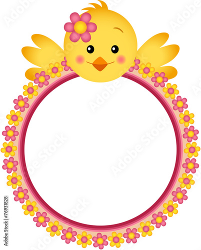 Chick with Flower Frame