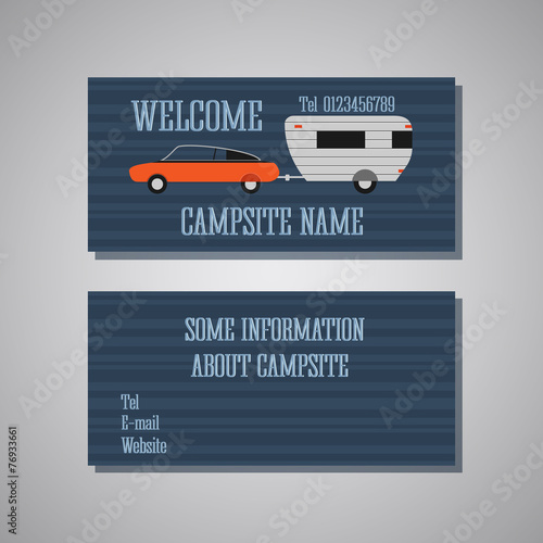 Professional and designer campsite card template or visiting
