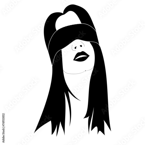 A girl with a bandage on the eyes. Vector.
