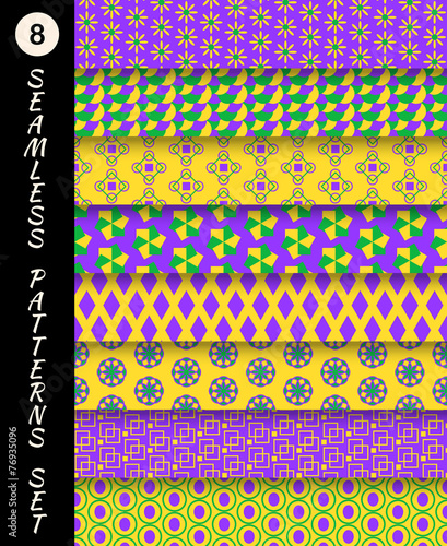 Mardi gras seamless patterns. Carnival backgrounds