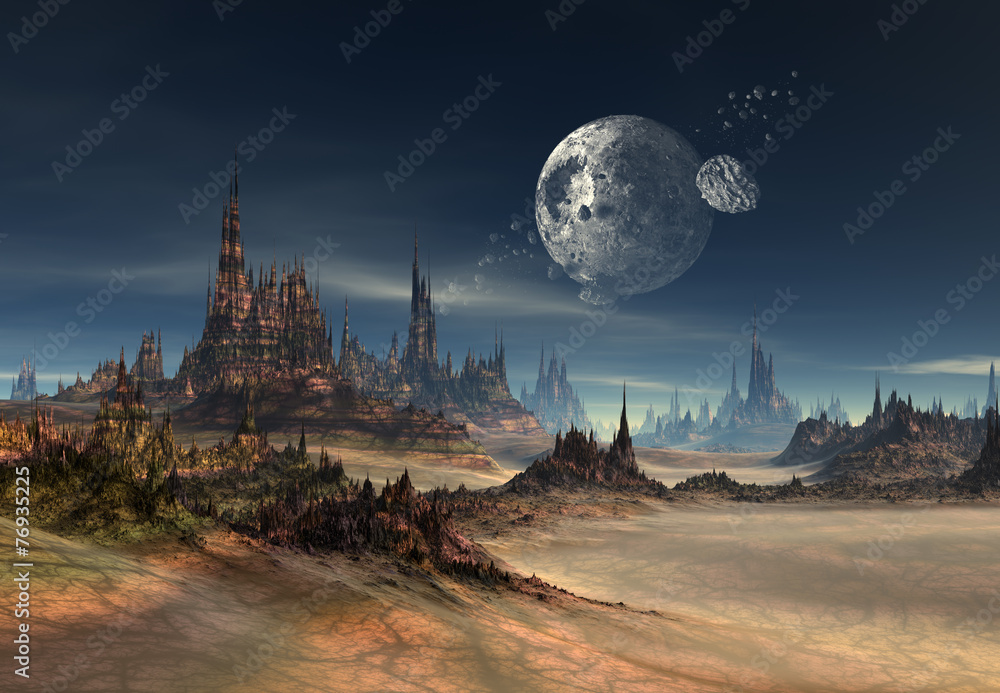 Naklejka premium Alien Planet - grafika komputerowa 3D