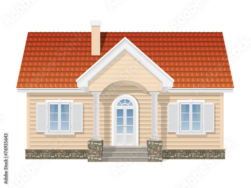 suburban house, realistic vector illustration