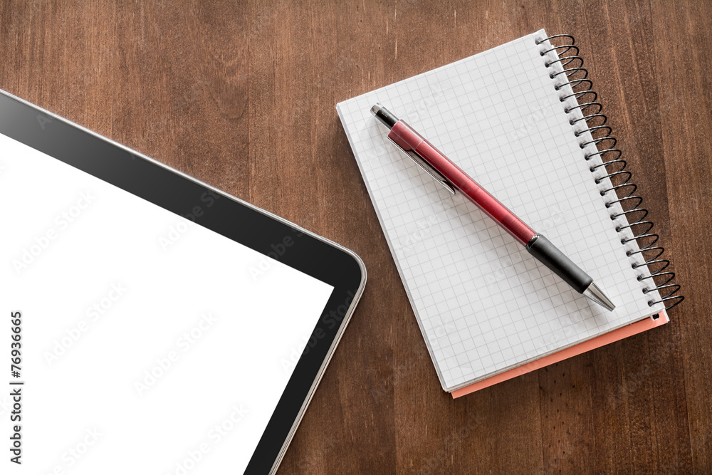 Notepad With Pencil And Tablet On A Living-Room Table Notepad With Pencil And Tablet On A Living-Room Table