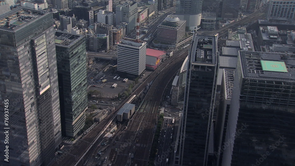 Aerial office buildings population Shinkansen Bullet train Tokyo Rail travel Aerial office buildings population Shinkansen Bullet train Tokyo Rail travel