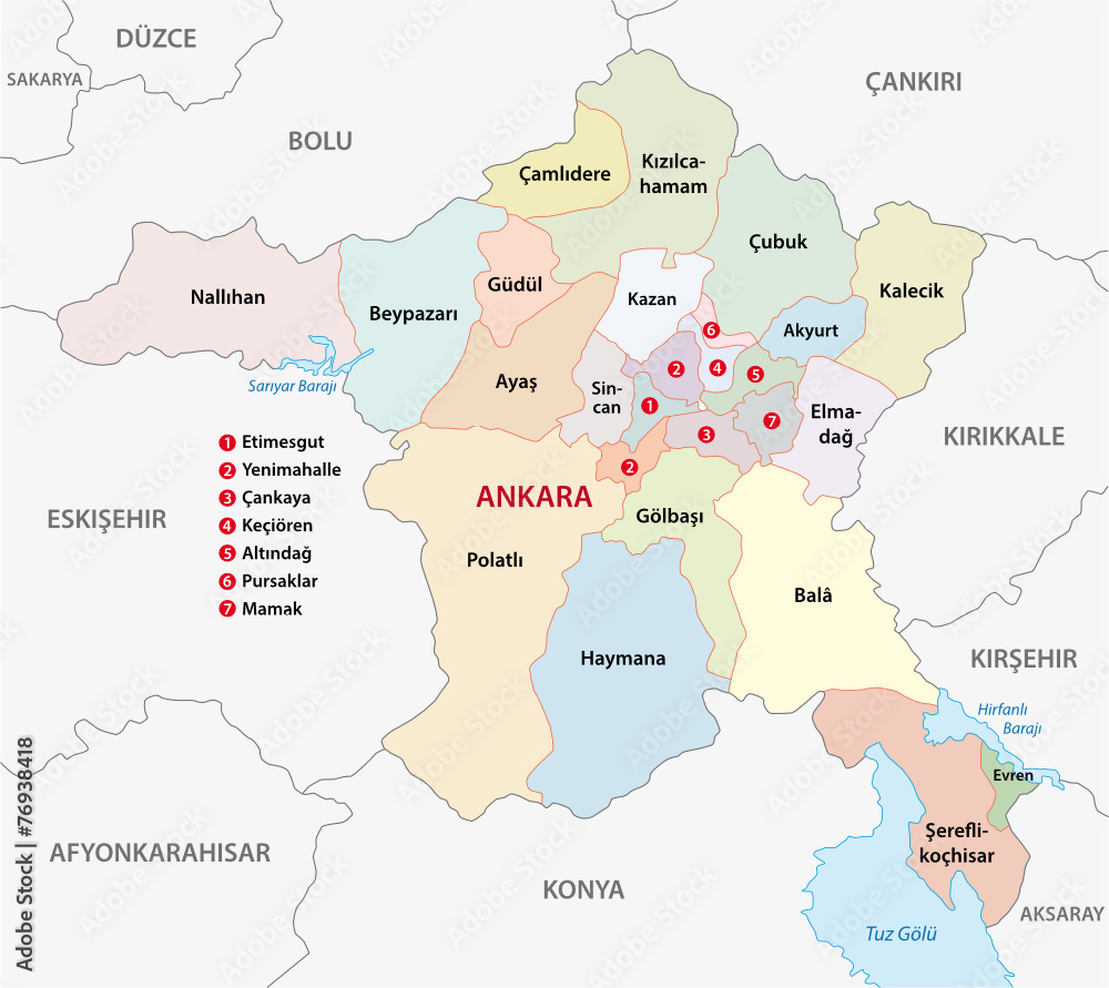 province ankara administrative map