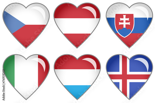 Set of hearts with national flag motive Free Download Set of hearts with national flag motive - GFXLoad