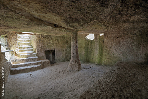 Chufut-Kale cave city-fortress, Bakhchysarai, republic Crimea photo