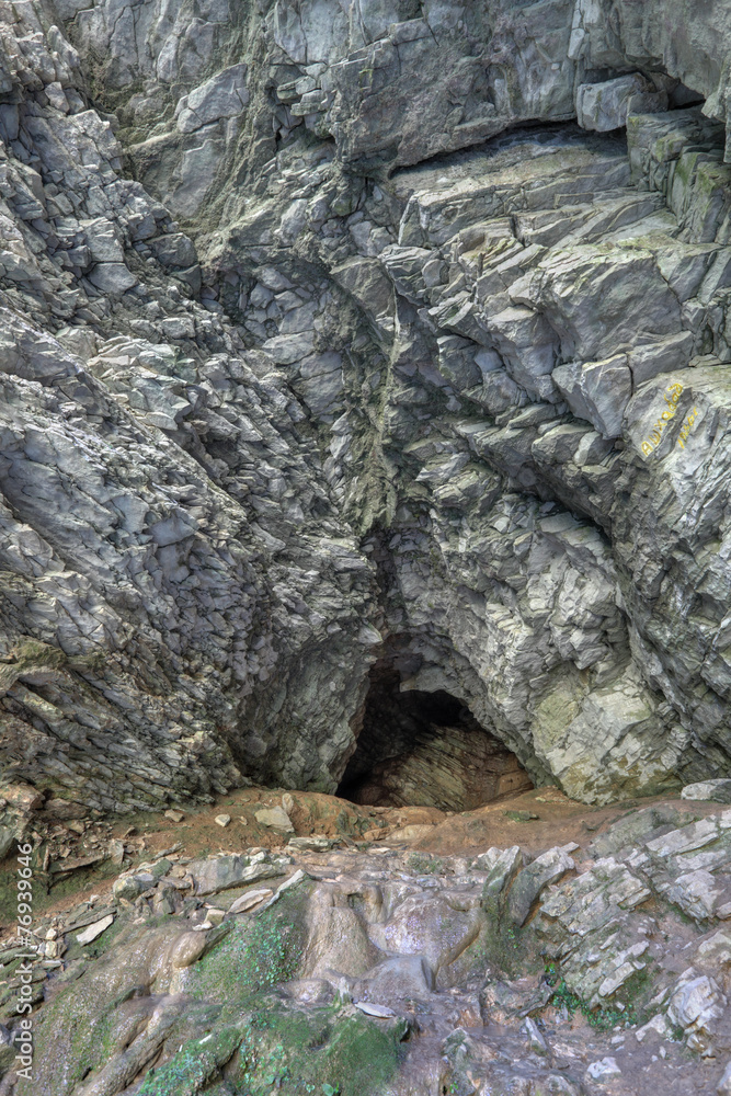 The entrance to the cave in mount Akhun , Sochi