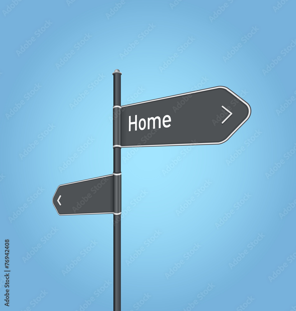 Fototapeta premium Home nearby, dark grey road sign
