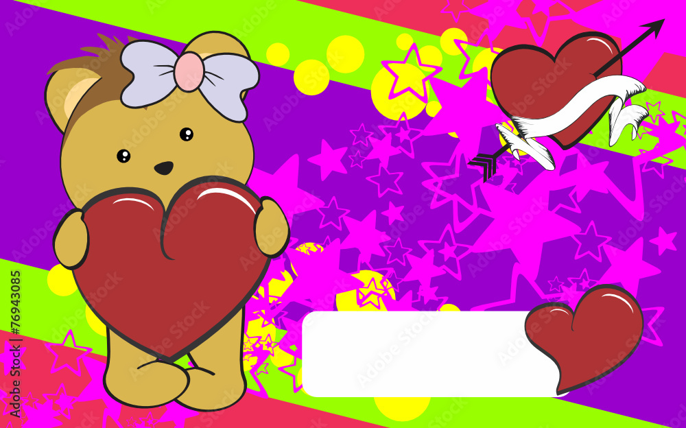 Fototapeta premium cute porcupine girl cartoon valentine backgorund