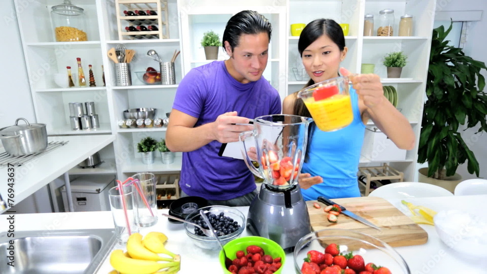 Healthy Lifestyle Ethnic Couple Recipe Organic Fruit Smoothie Healthy Lifestyle Ethnic Couple Recipe Organic Fruit Smoothie