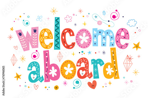 Welcome aboard typography lettering decorative text
