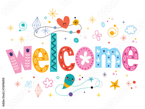 welcome decorative type lettering text design