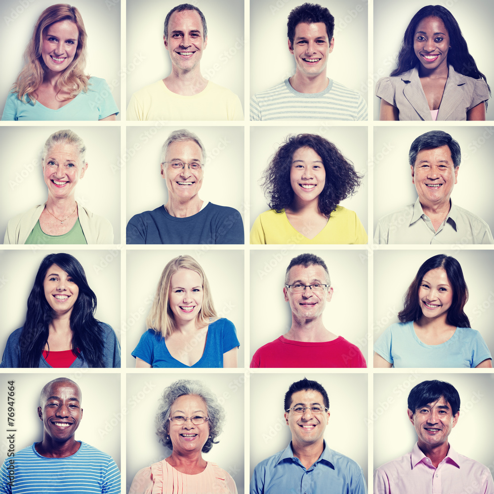 Protrait of Group Diversity People Community Happiness Concept Protrait of Group Diversity People Community Happiness Concept