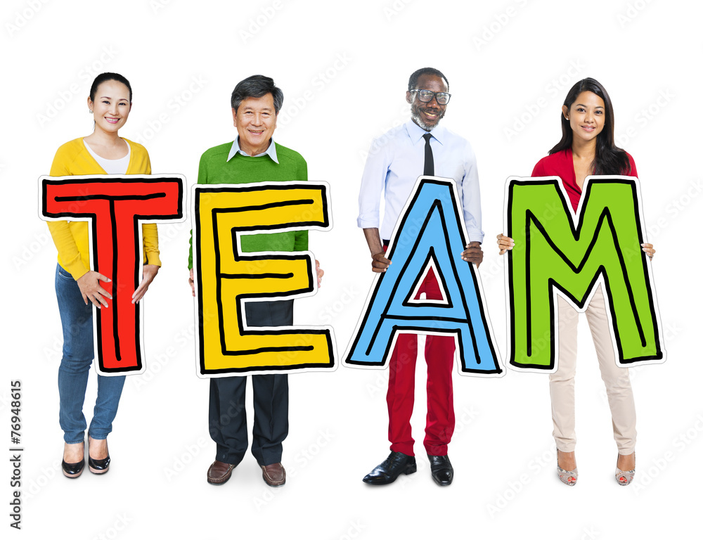 Group of Diverse People Holding Word Team Concept Group of Diverse People Holding Word Team Concept